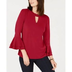 Charter Club, Key Hole, 3/4 Bell Sleeve Blouse
